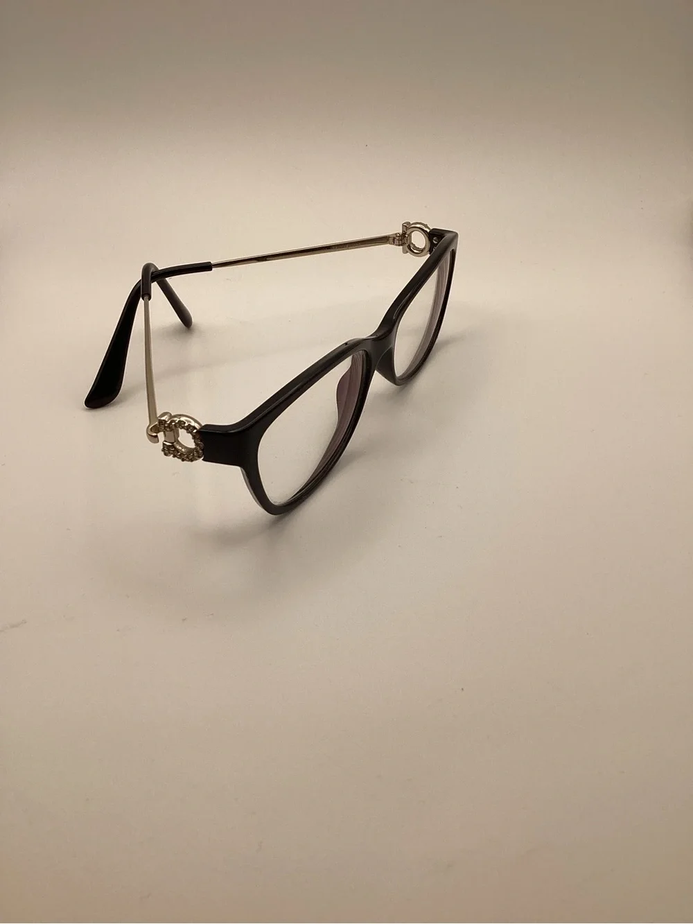 Salvatore Ferragamo Black Eyeglasses with Gold Temples